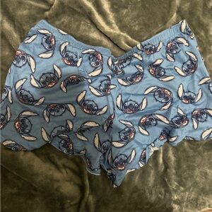 Blue Stitch Print Shorts
